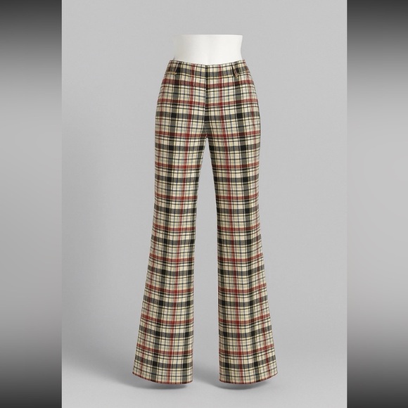 Tracy Evans Pants - Tracy Evans Checkered Wide-Leg Pants - Red, Black, Cream